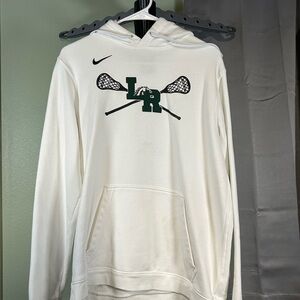 Nike White Hoodie with Green Lacrosse Design